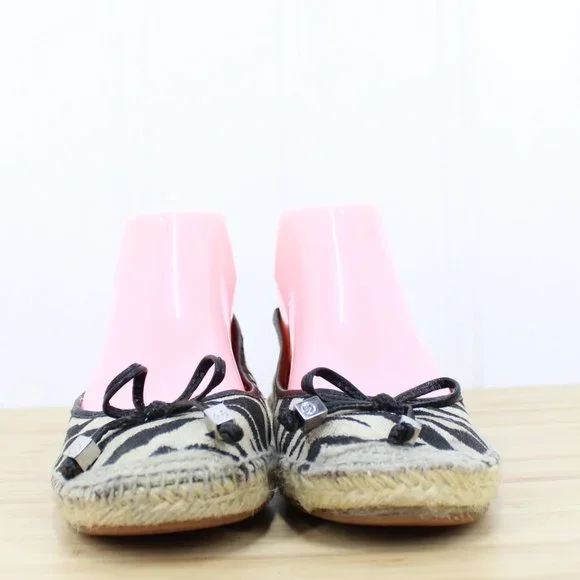 MICHAEL KORS Women's Black Zebra Print Espadrille Ballet Flats Shoes 8 - Picture 4 of 9